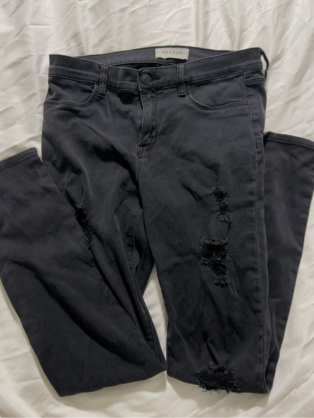 PacSun Women's Black Ripped Skinny Jeans